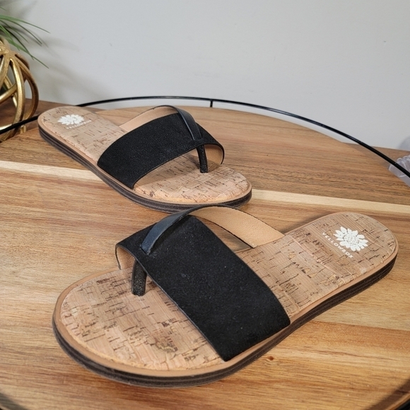 Yellow Box Barann Black Suede and Leather Strap Sandals Size 8 - Picture 5 of 16